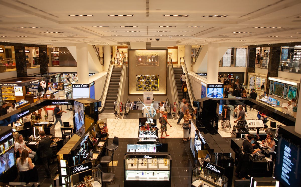 Shoppers in a modern retail environment